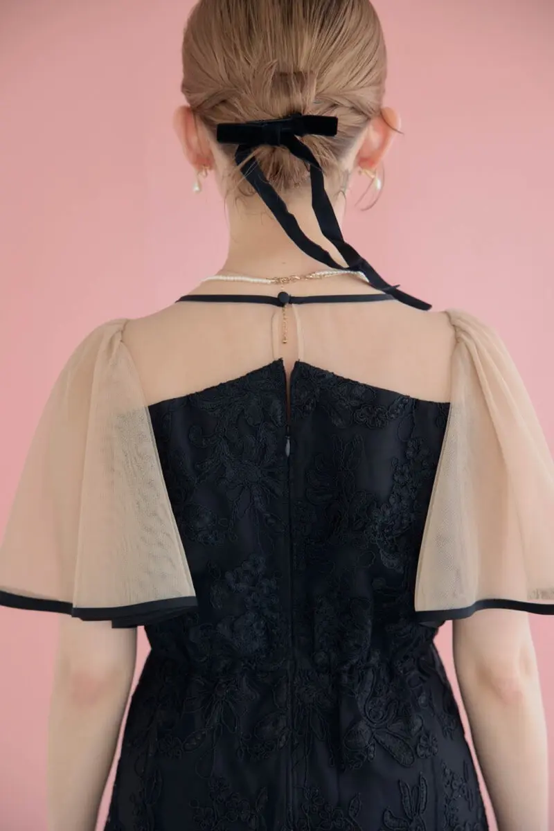 ブラック×ベージュのヴィンテージレースドレス | et.UNiVER | M | 結婚