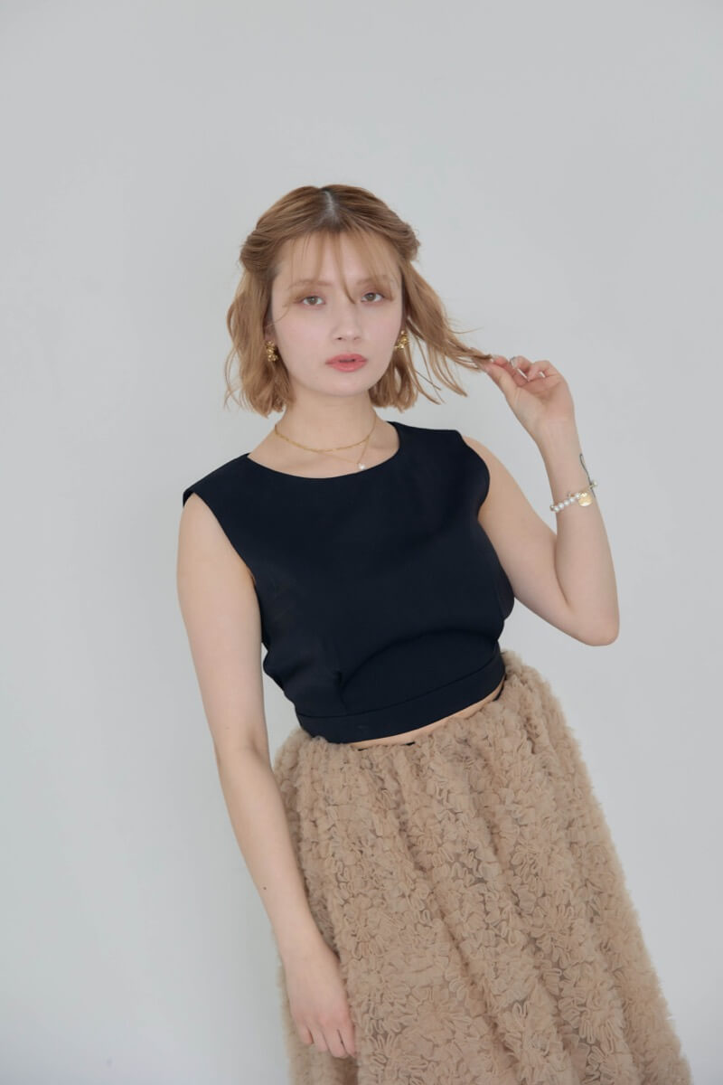 ベージュブラックのモコモコセットアップドレスの商品画像12