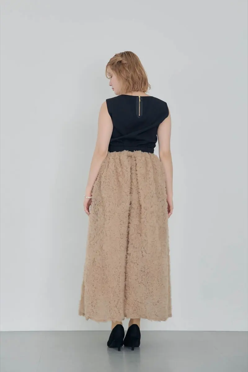 ANDRESD モコモコセットアップドレス ベージュブラック ベージュブラックのモコモコセットアップドレス | ANDRESD | M | 結婚