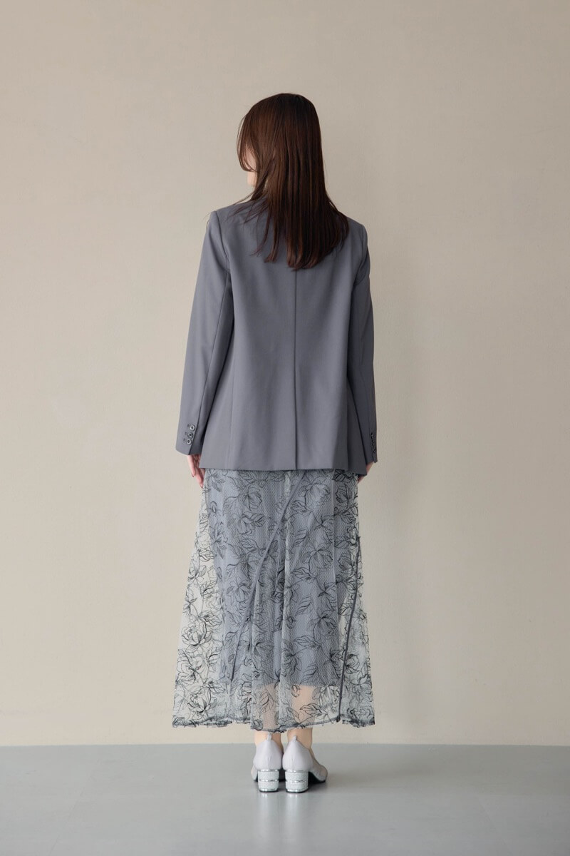 ブラックのウェーブパイピングフレアドレスの商品画像9