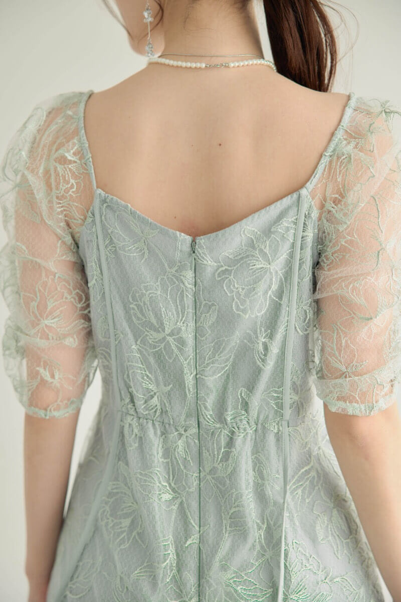 ミントのウェーブパイピングフレアドレスの商品画像6