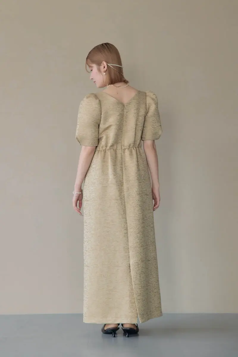 ベージュのフリルビスチェジャガードドレス | LE' RURE | M | 結婚式