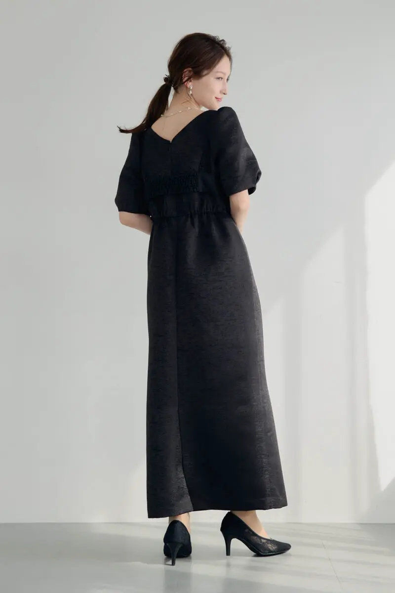 ブラックのフリルビスチェジャガードドレス | LE' RURE | M | 結婚式