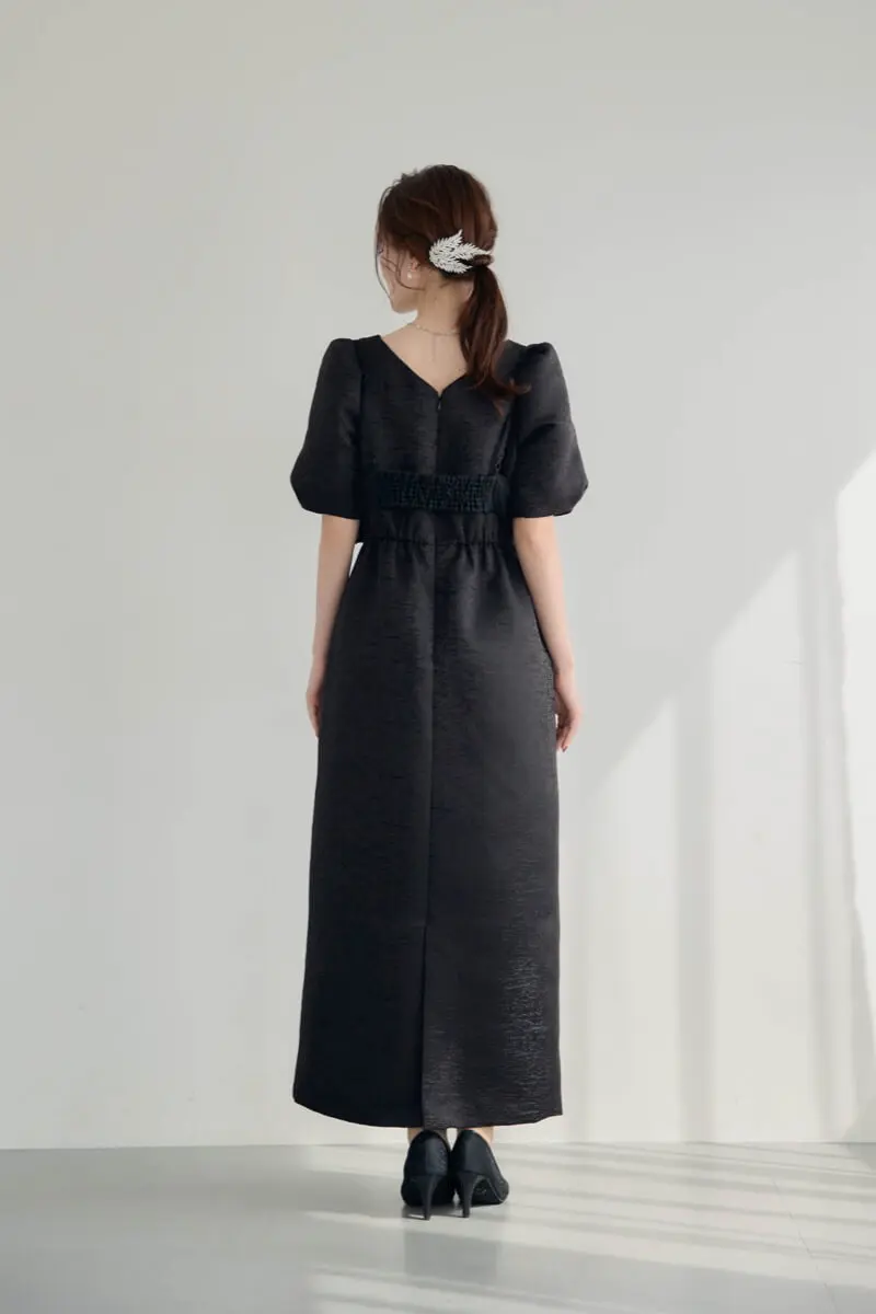 ブラックのフリルビスチェジャガードドレス | LE' RURE | M | 結婚式