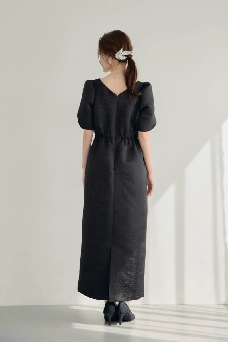 ブラックのフリルビスチェジャガードドレス | LE' RURE | M | 結婚式