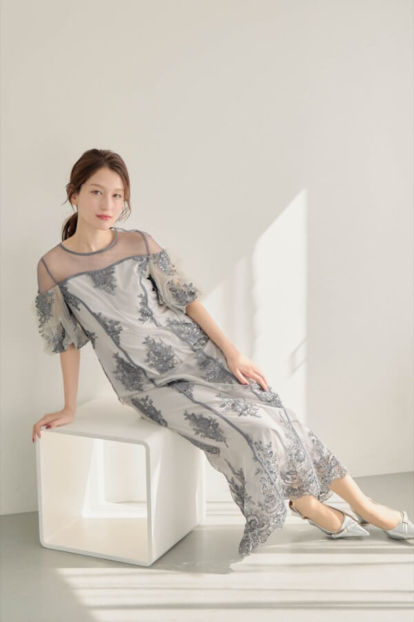 グレーのエンブロイダードシアードレス | et.UNiVER | M | A-3109