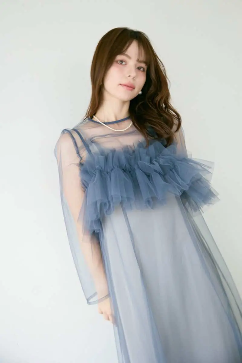 ブルーのMultiwayボリュームチュールドレス | ANDRESD | L | 結婚式