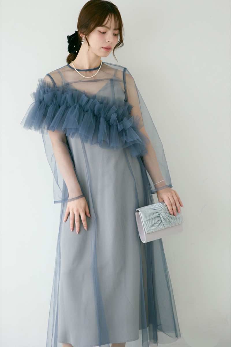 ブルーのMultiwayボリュームチュールドレス | ANDRESD | L | 結婚式