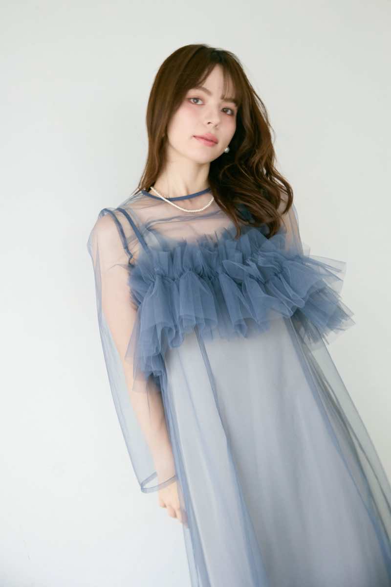 ブルーのMultiwayボリュームチュールドレスの商品画像12
