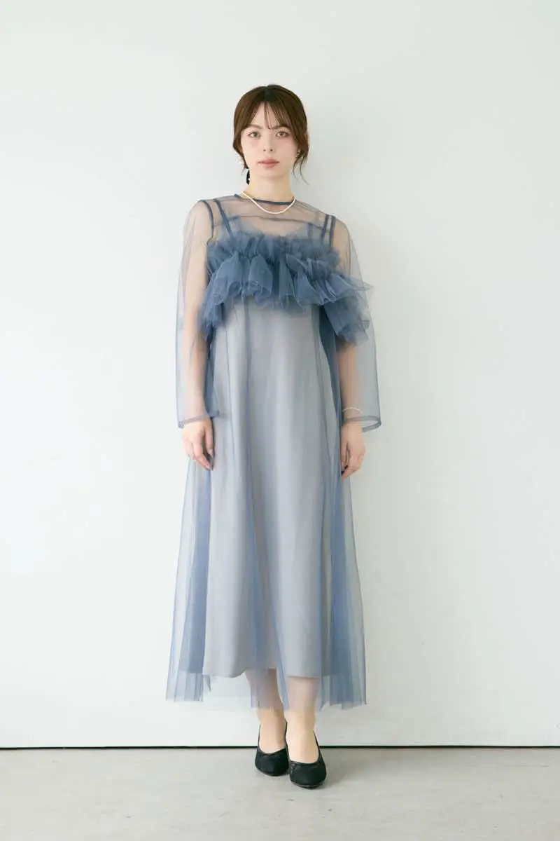 ブルーのMultiwayボリュームチュールドレス | ANDRESD | S | 結婚式