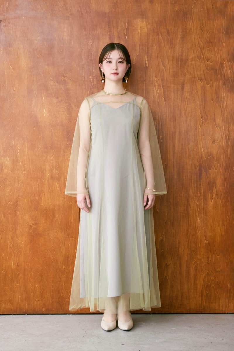 グリーンのMultiwayボリュームチュールドレスの商品画像9