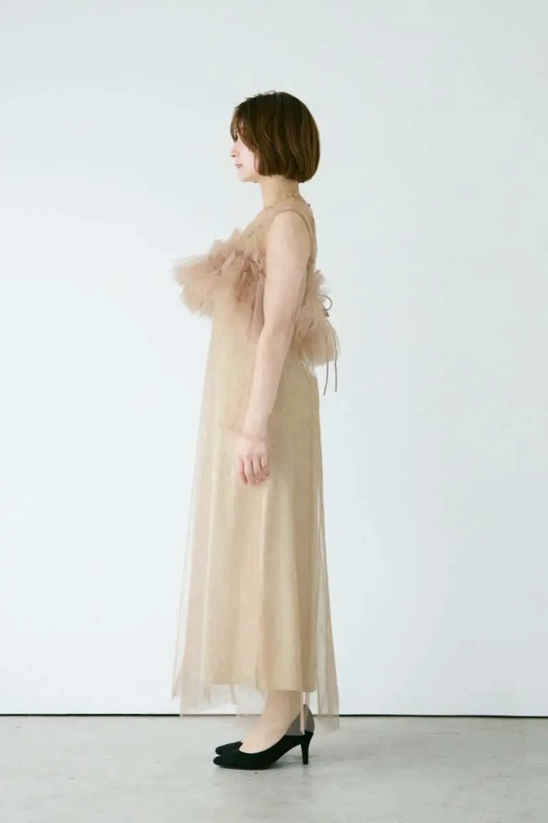 ベージュのMultiwayボリュームチュールドレス | ANDRESD | S | 結婚式