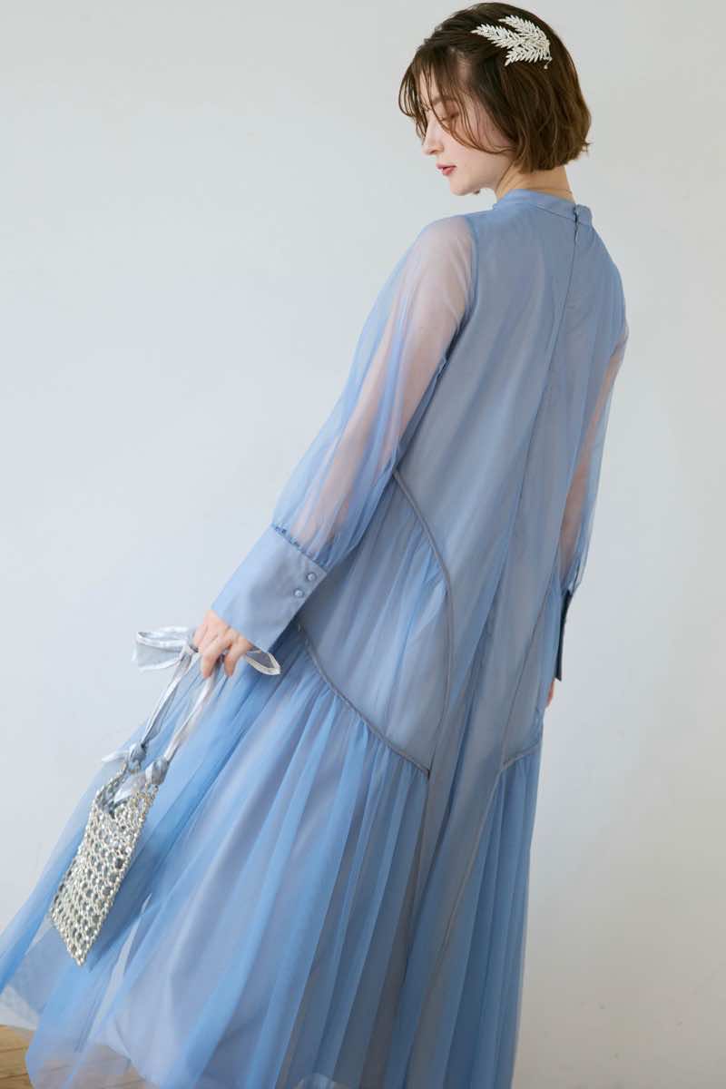 ブルーのパイピングチュールドレスの商品画像12