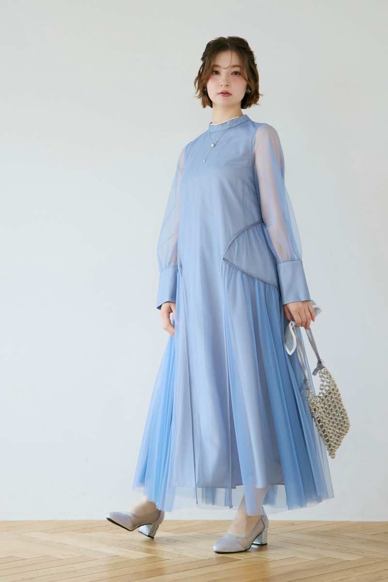 ブルーのパイピングチュールドレスの商品画像9