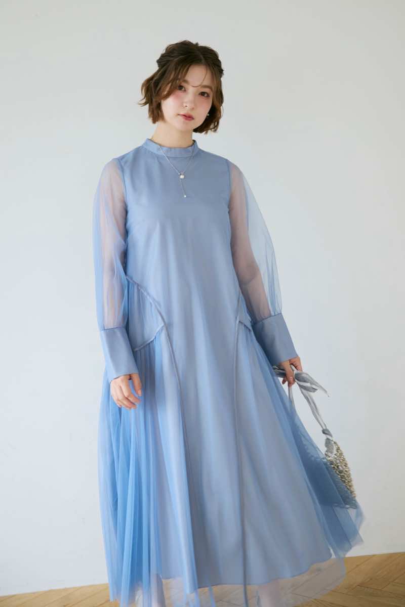 ブルーのパイピングチュールドレスの商品画像10
