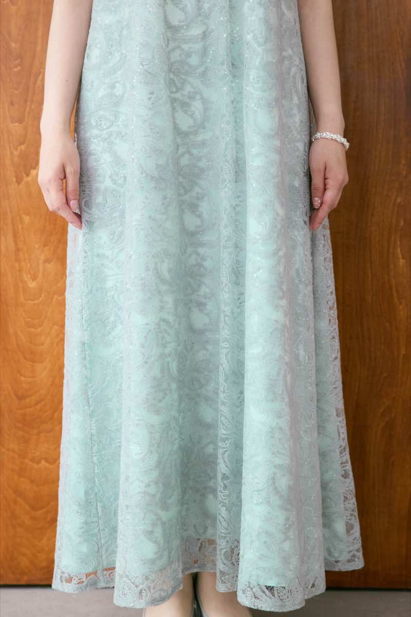 ライトブルーのプリズムレースAラインドレスの商品画像8