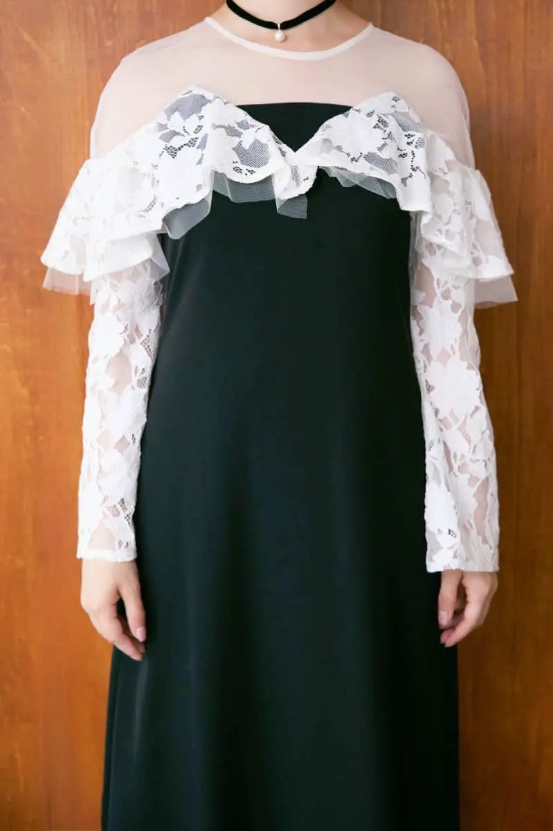 ブラックのレースラッフルドレス | ANDRESD | M | 結婚式パーティーの