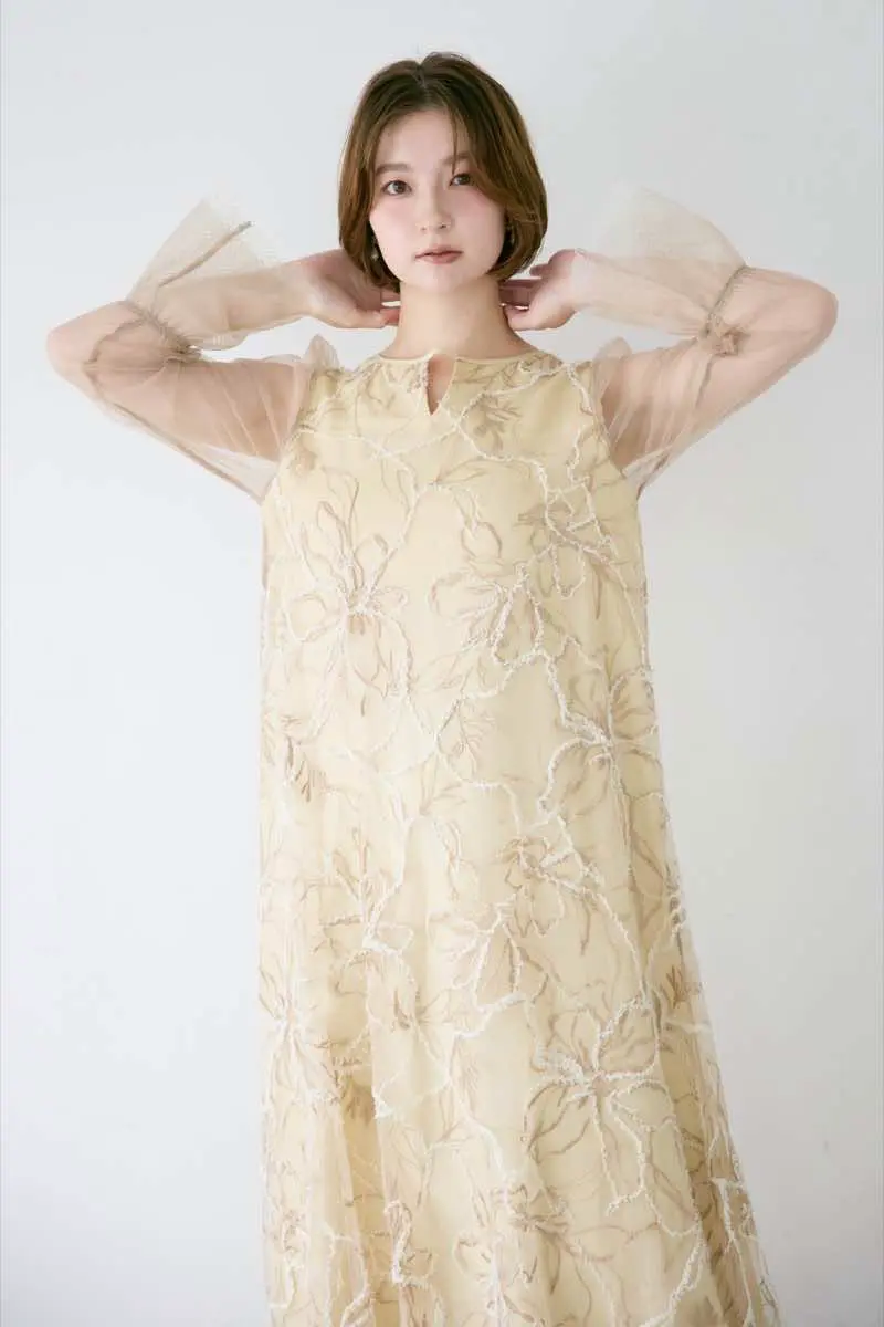 おかぱんまん】LE'RURE レースドレス イエロー おかぱんまん】LE'RURE