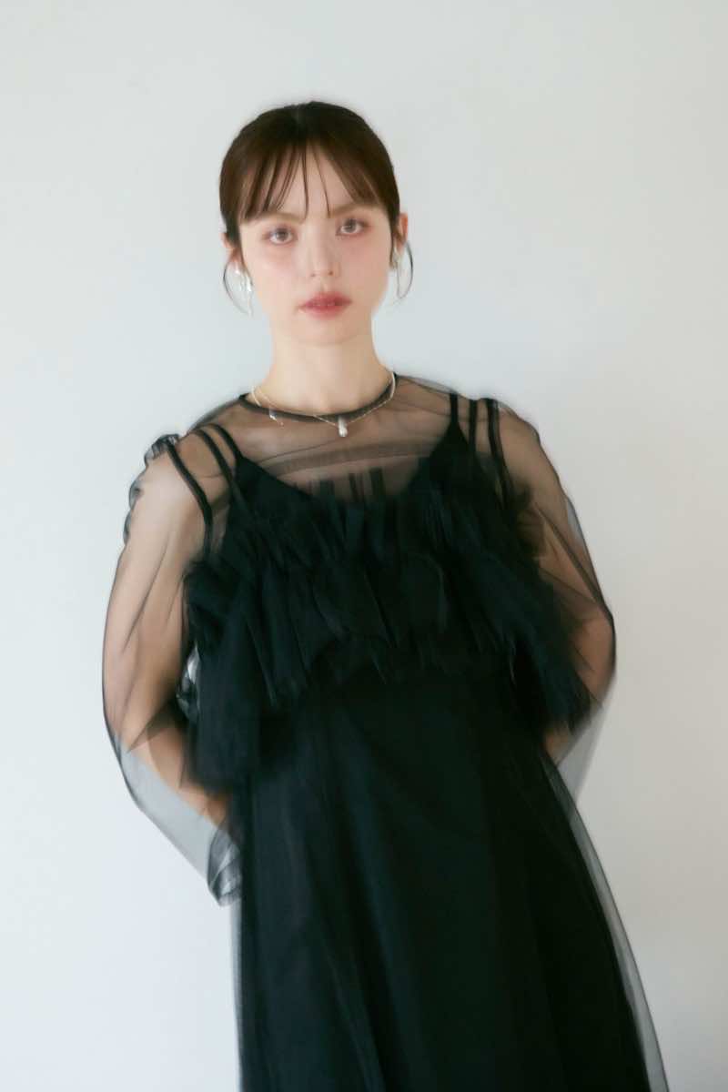 ブラックのMultiwayボリュームチュールドレスの商品画像1