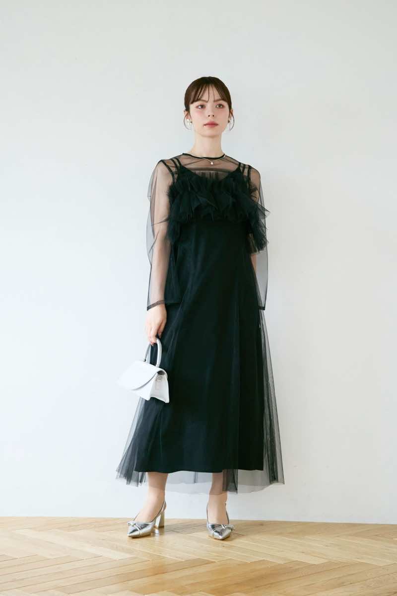 ブラックのMultiwayボリュームチュールドレスの商品画像11