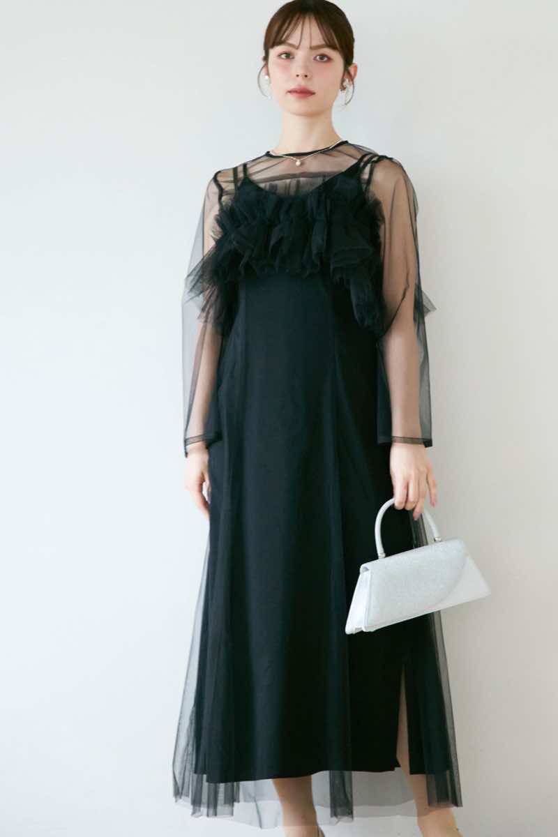 ブラックのMultiwayボリュームチュールドレスの商品画像13