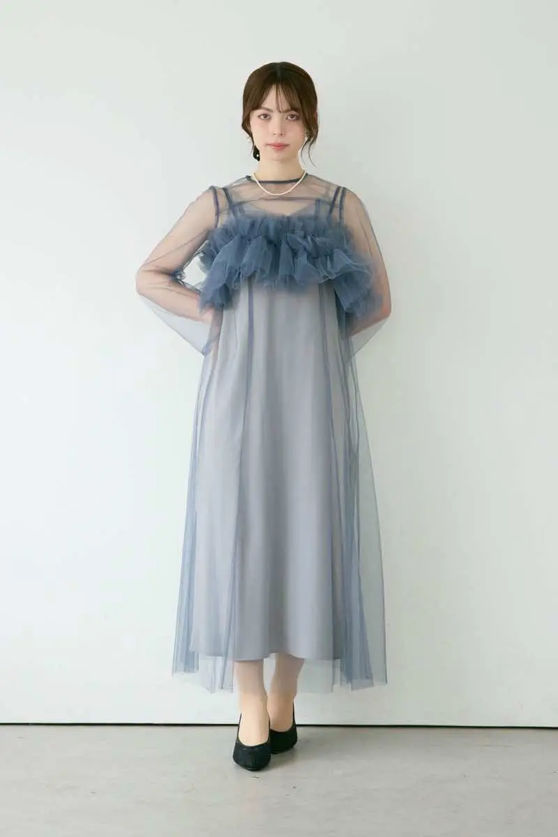 ブルーのMultiwayボリュームチュールドレス | ANDRESD | M | 結婚式