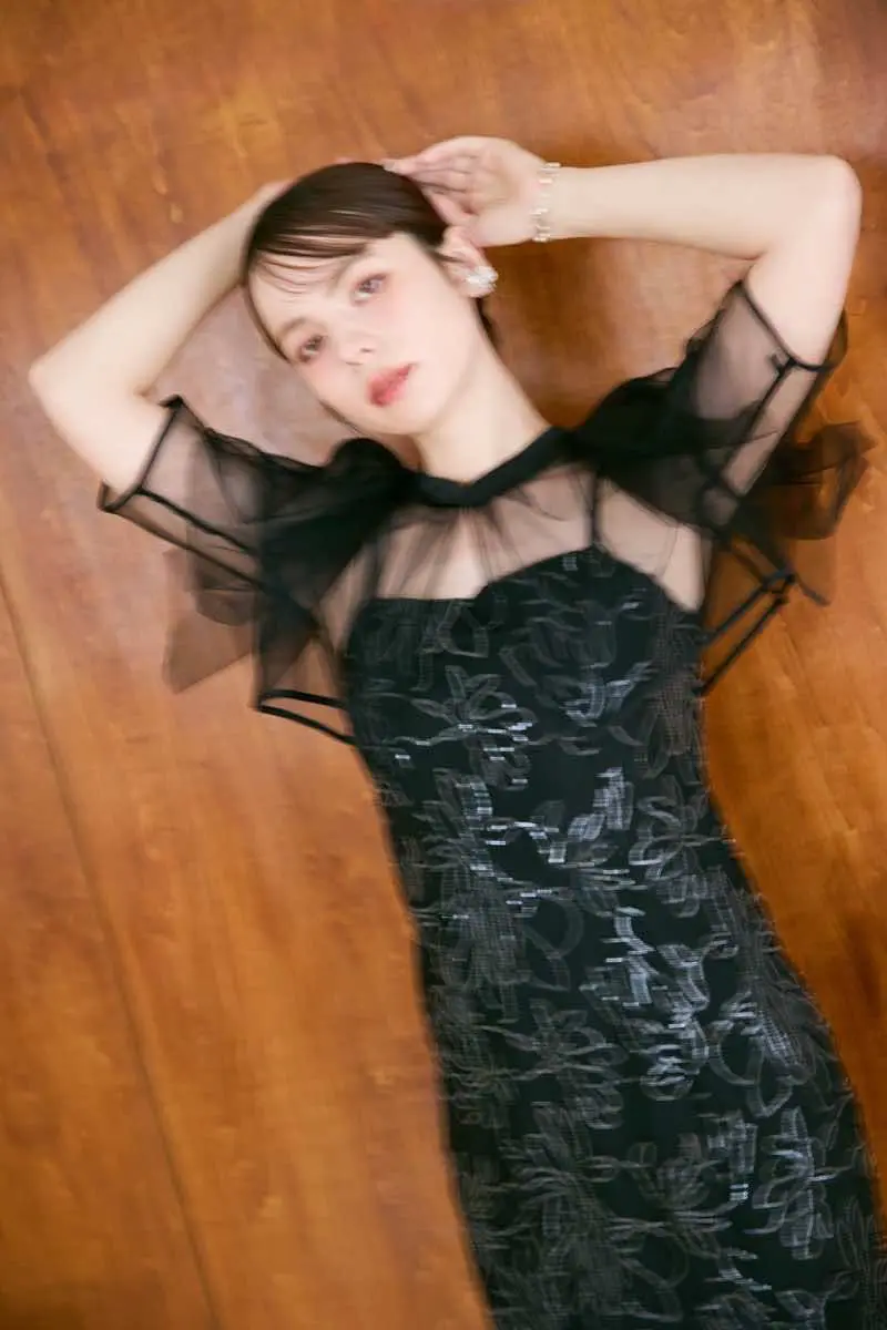 ブラックのフラワーレースセットドレス | Dorry doll | M | 結婚式