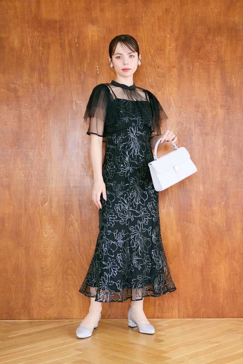ブラックのフラワーレースセットドレス | Dorry doll | M | 結婚式