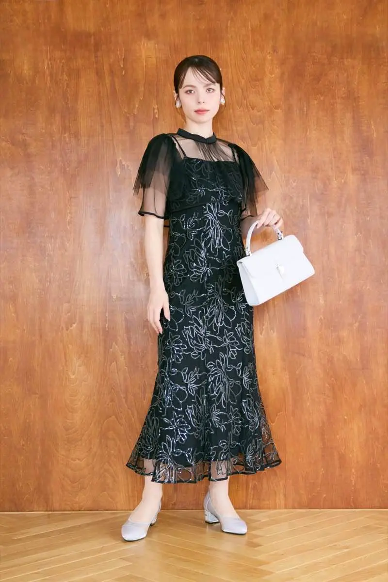 ブラックのフラワーレースセットドレス | Dorry doll | M | 結婚式
