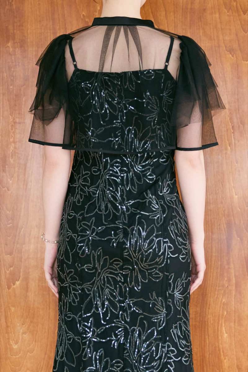 ブラックのフラワーレースセットドレスの商品画像7
