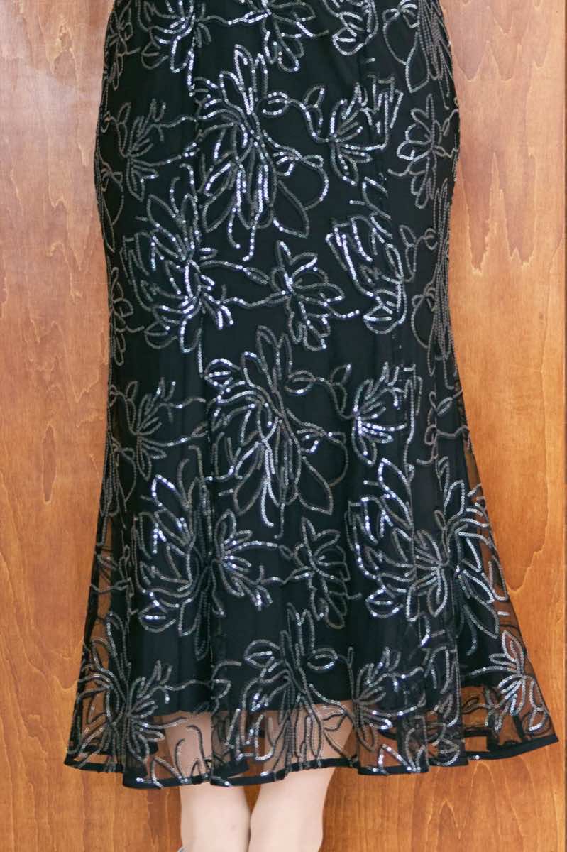 ブラックのフラワーレースセットドレスの商品画像8