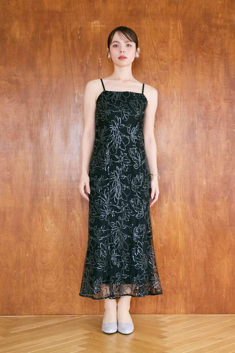 ブラックのフラワーレースセットドレスの商品画像9