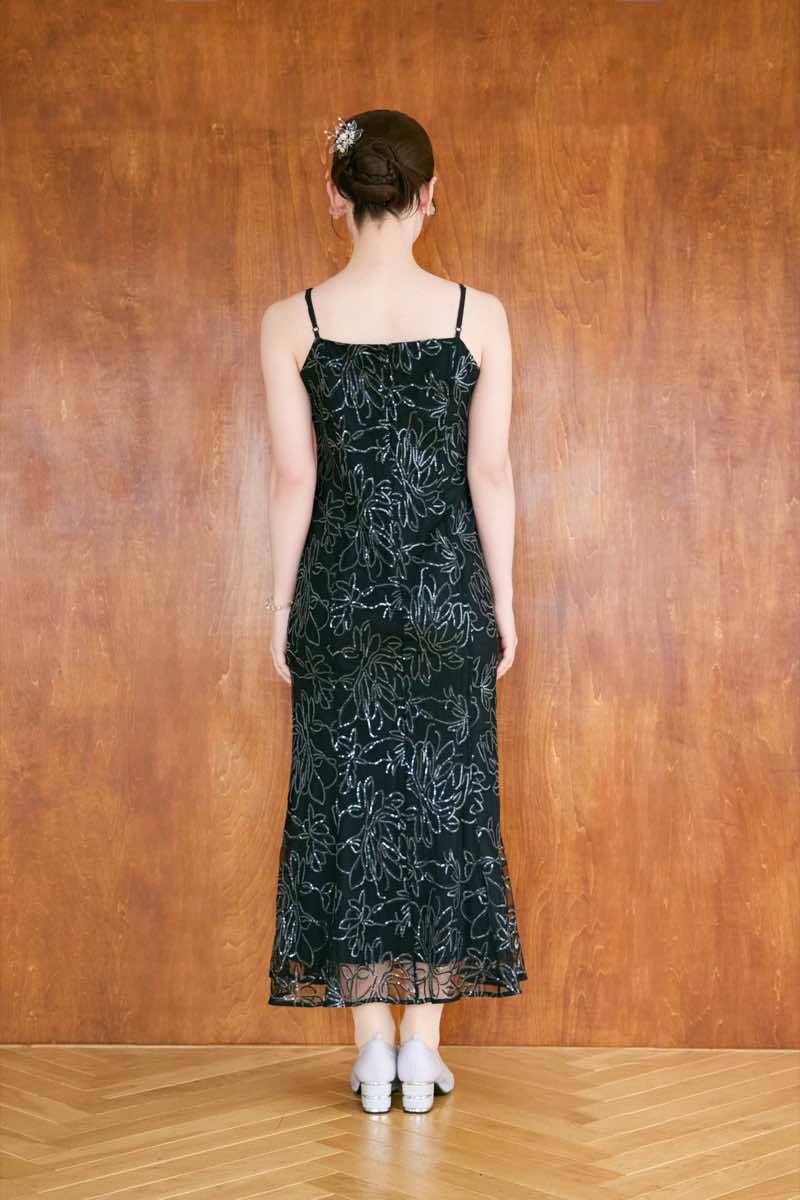 ブラックのフラワーレースセットドレスの商品画像10
