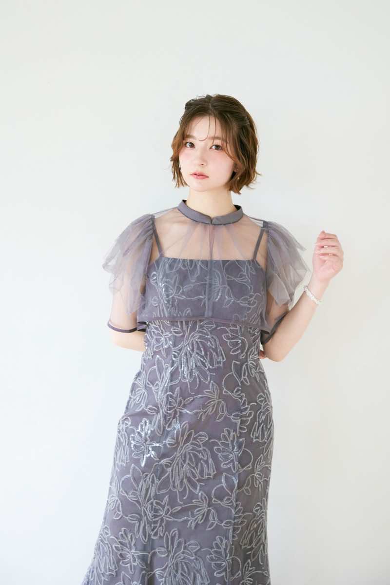 チャコールのフラワーレースセットドレス | Dorry doll | M | 結婚式