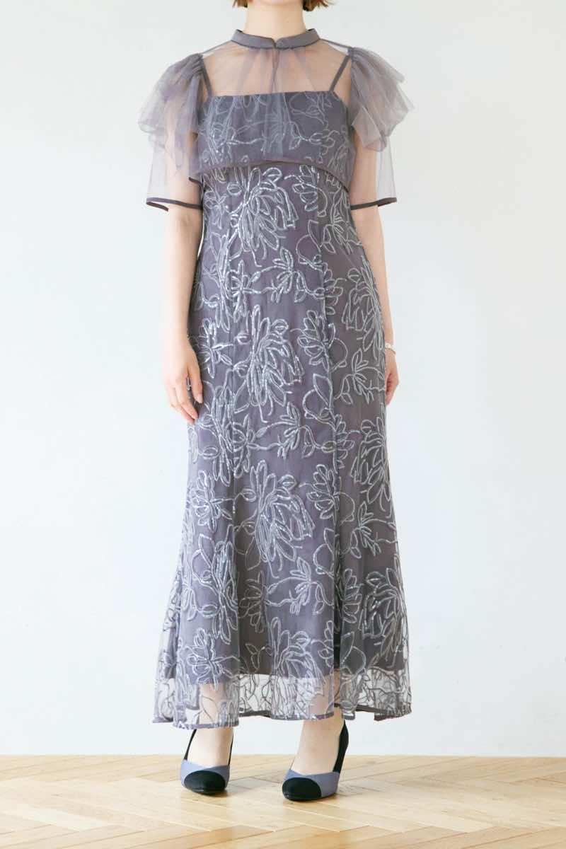 チャコールのフラワーレースセットドレス | Dorry doll | M | 結婚式