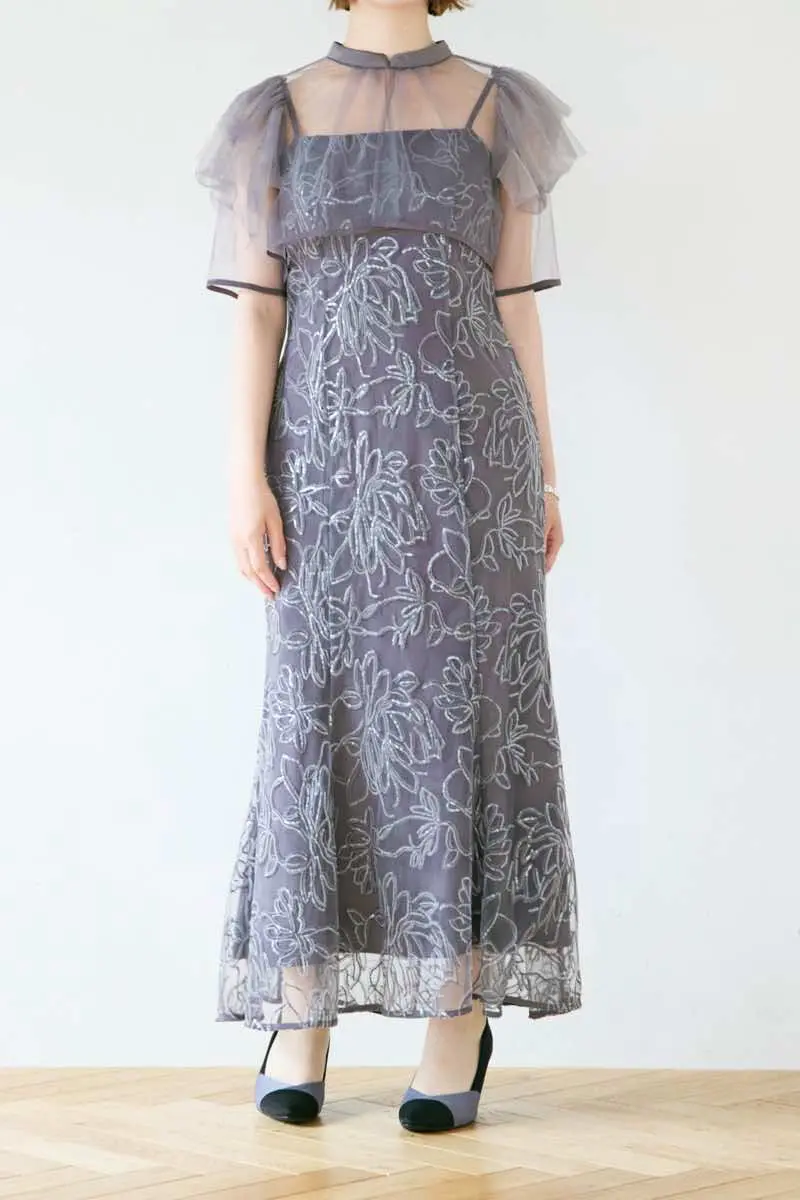 チャコールのフラワーレースセットドレス | Dorry doll | M | 結婚式
