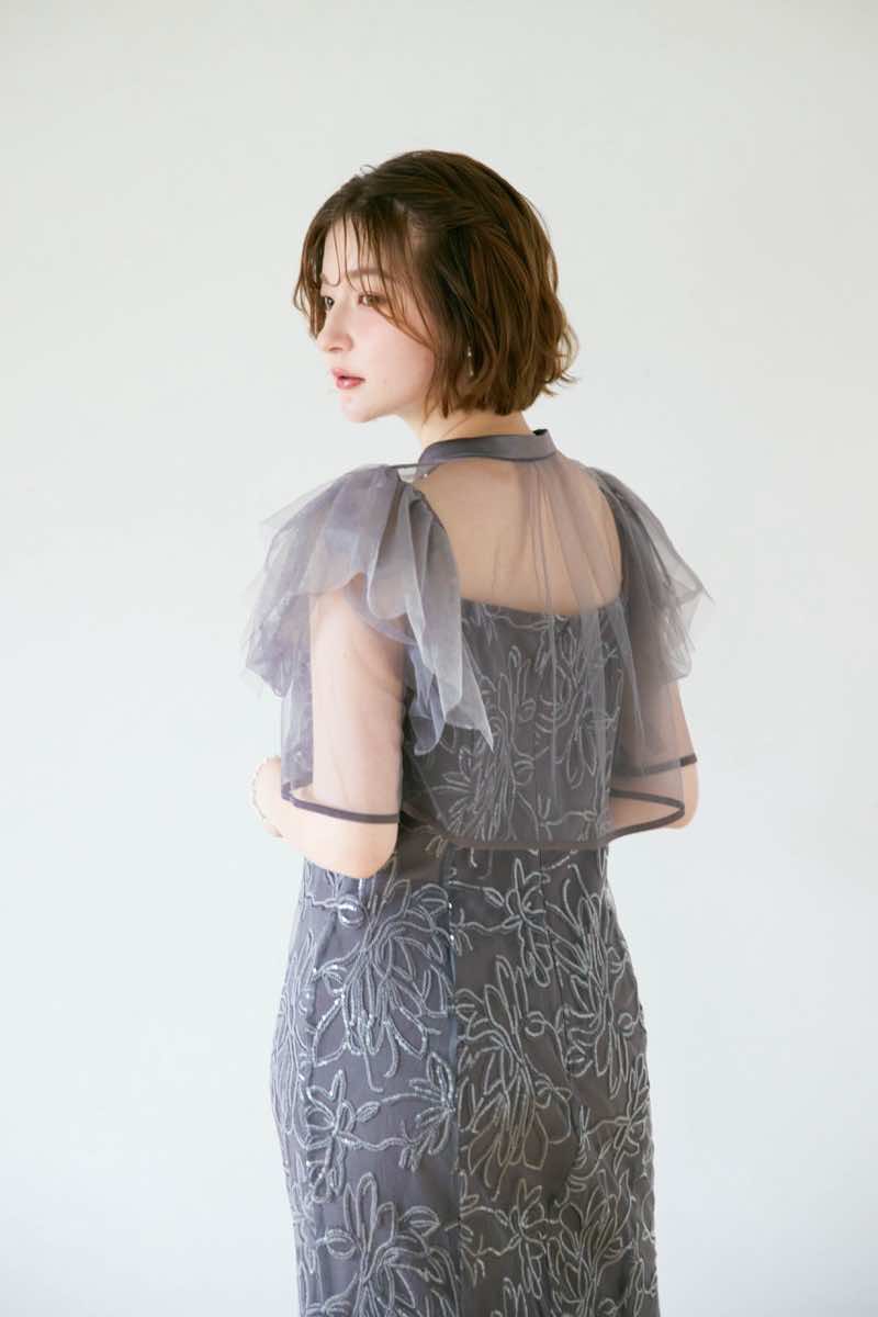 チャコールのフラワーレースセットドレス | Dorry doll | M | 結婚式