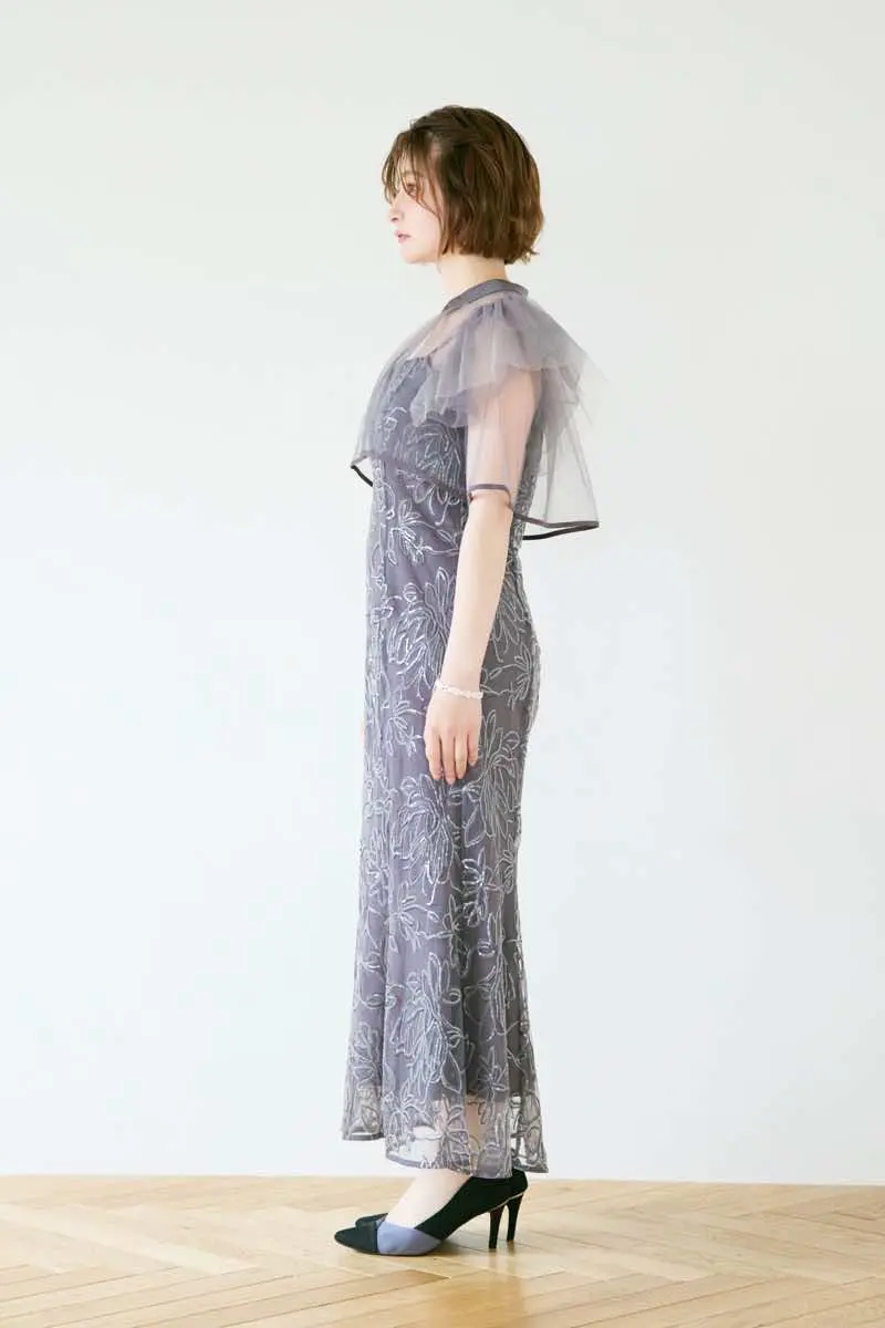 チャコールのフラワーレースセットドレス | Dorry doll | M | 結婚式