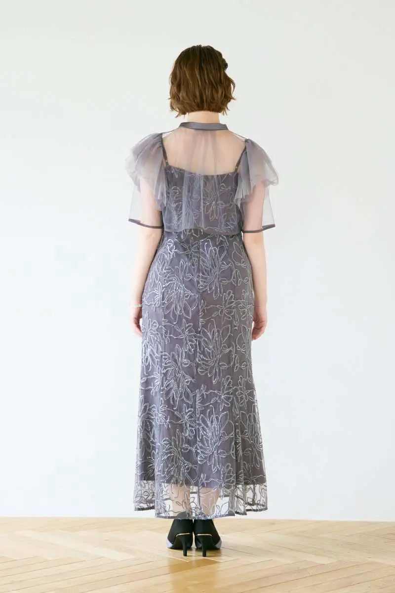 チャコールのフラワーレースセットドレス | Dorry doll | M | 結婚式