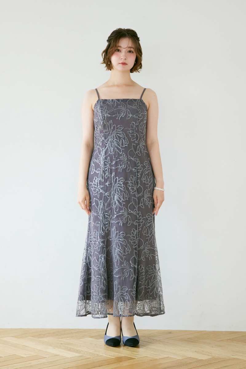 チャコールのフラワーレースセットドレス | Dorry doll | M | 結婚式