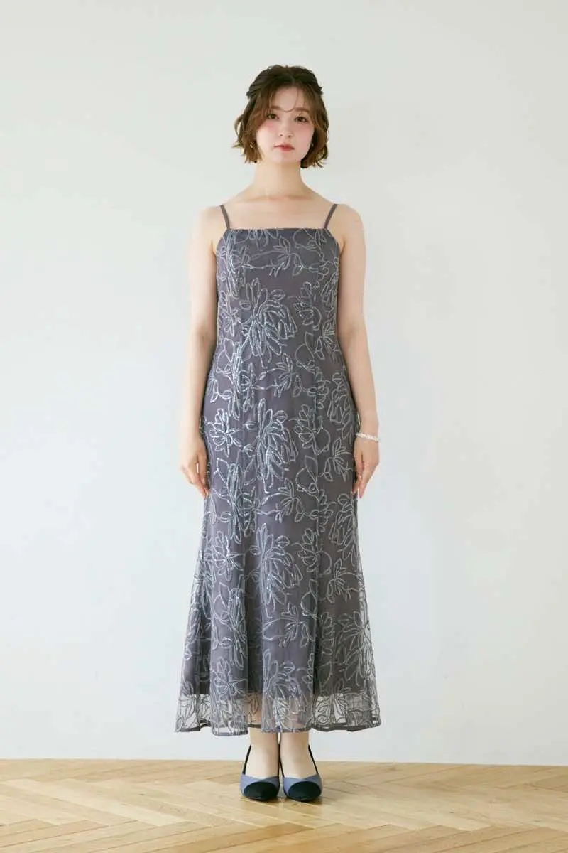チャコールのフラワーレースセットドレス | Dorry doll | M | 結婚式