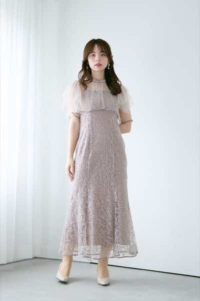 グレージュのフラワーレースセットドレス | Dorry doll | M | A-3152