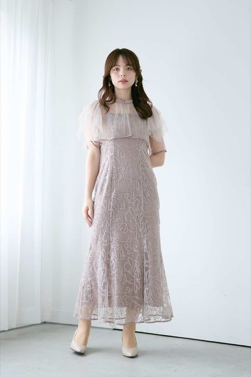 グレージュのフラワーレースセットドレス | Dorry doll | M | 結婚式