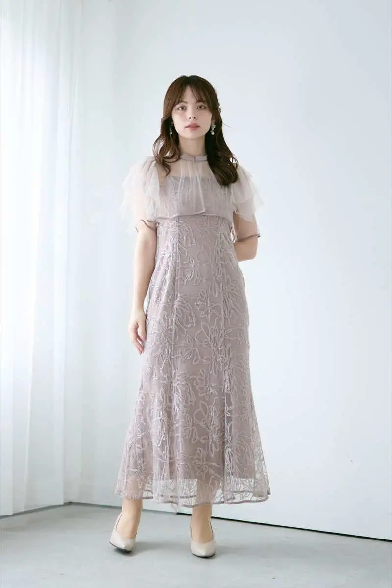 グレージュのフラワーレースセットドレス | Dorry doll | M | 結婚式