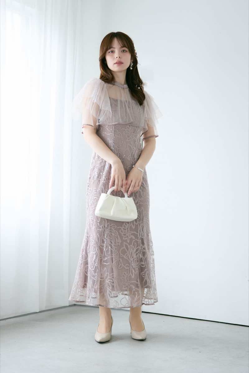 グレージュのフラワーレースセットドレス | Dorry doll | M | 結婚式
