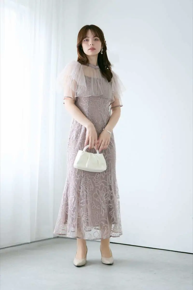 グレージュのフラワーレースセットドレス | Dorry doll | M | 結婚式