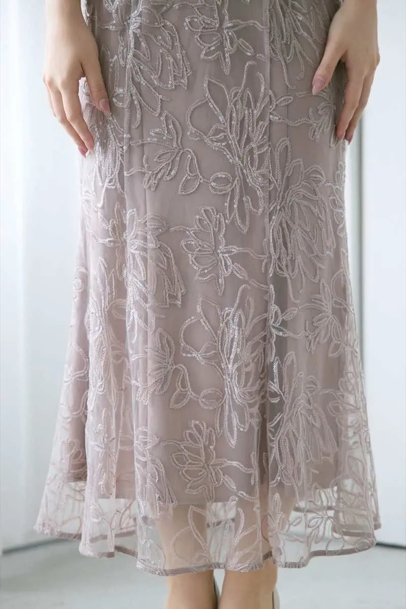 グレージュのフラワーレースセットドレス | Dorry doll | M | 結婚式