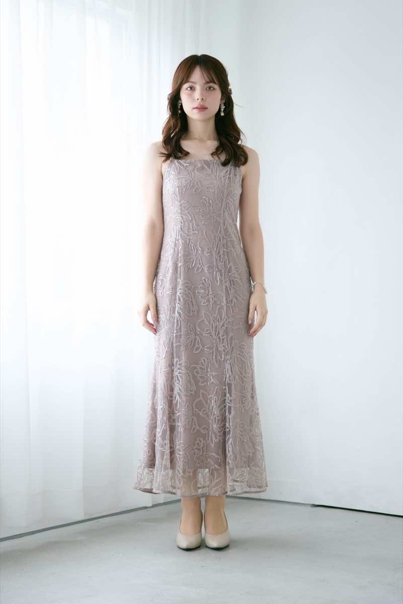 グレージュのフラワーレースセットドレス | Dorry doll | M | 結婚式