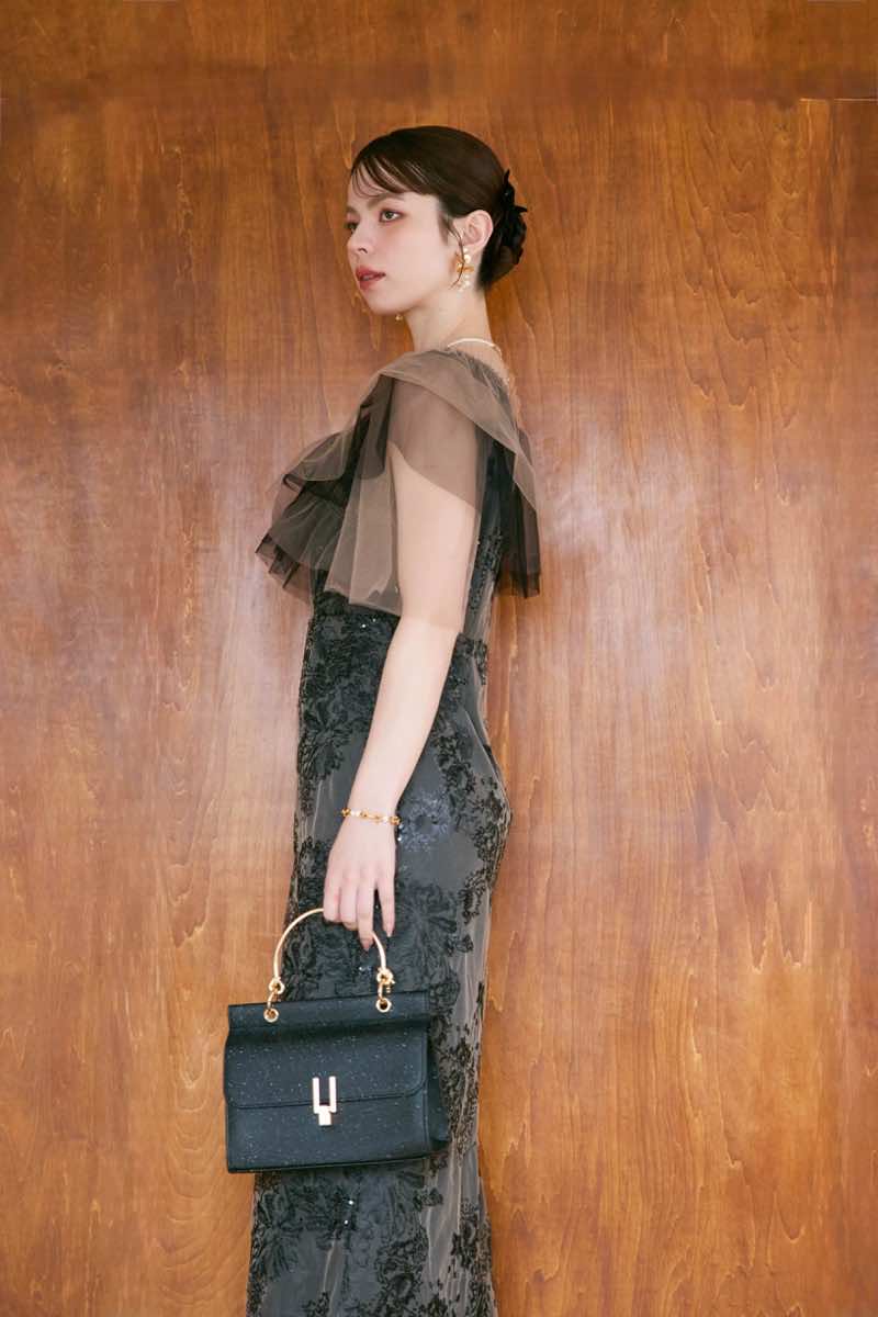 ブラックのレイヤードチュールケープドレス | et.UNiVER | M | 結婚式