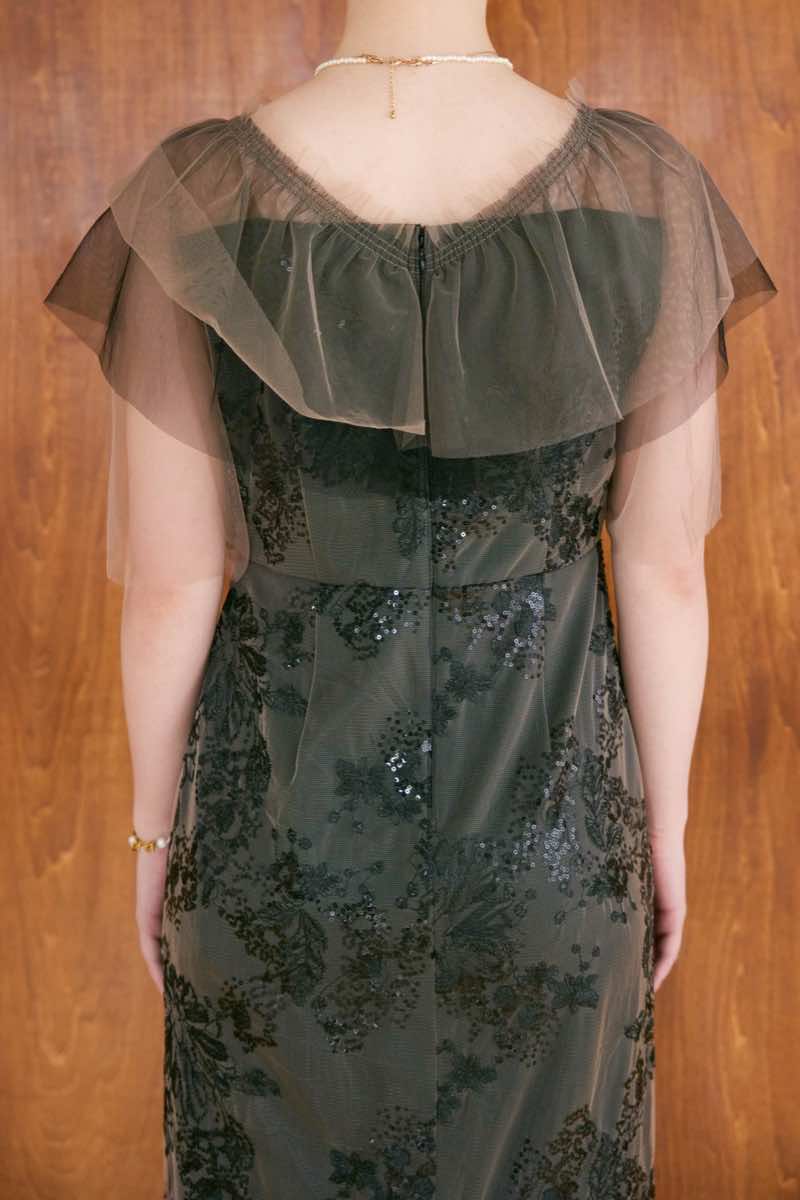 ブラックのレイヤードチュールケープドレス | et.UNiVER | M | 結婚式